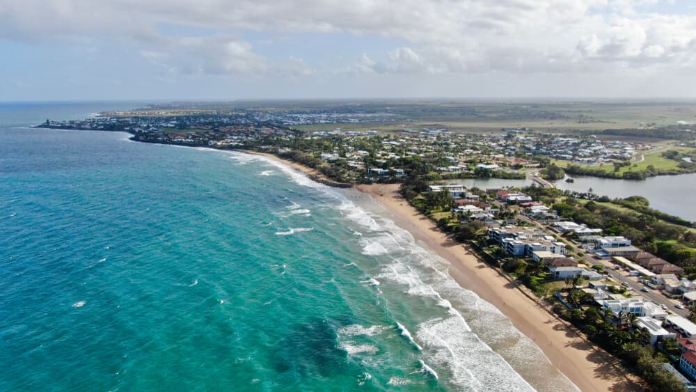 Aerial view of Bundabergβs Bargara coastline β Queensland farm-work region