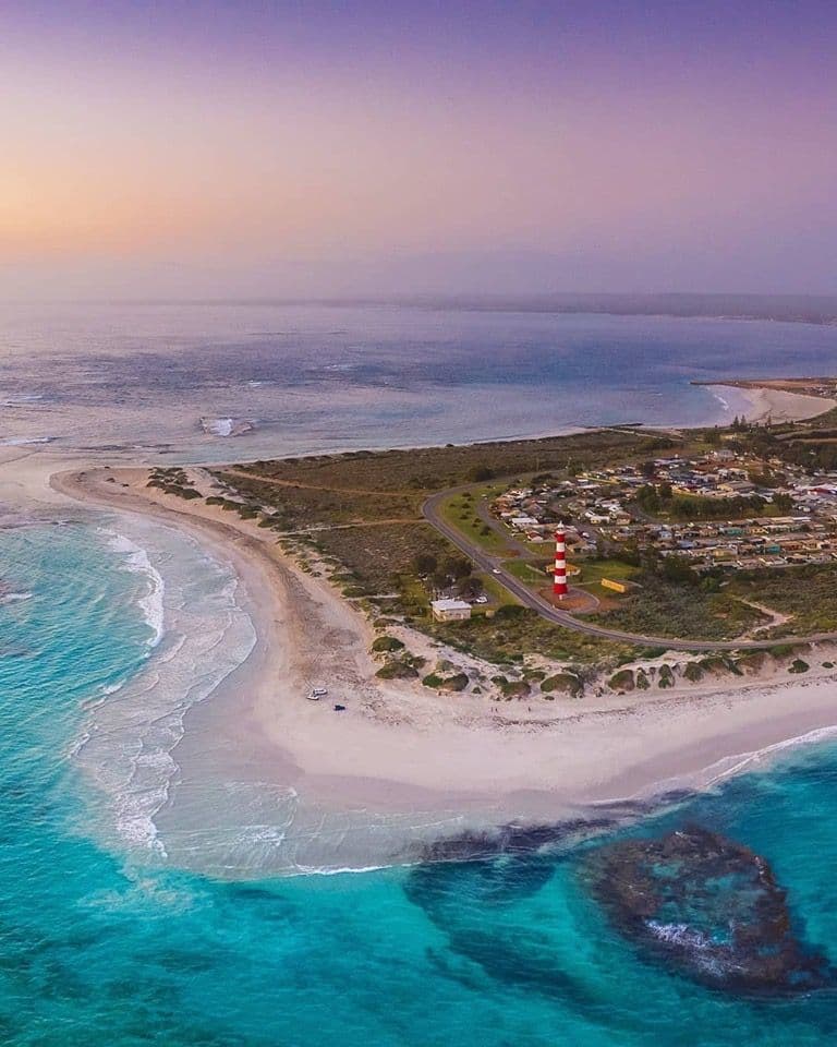 Point Moore Lighthouse and coastline at Geraldton, Western Australia